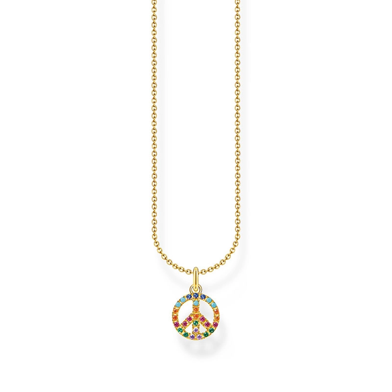 Thomas Sabo – Halsband Peace med Färgade Stenar Guld