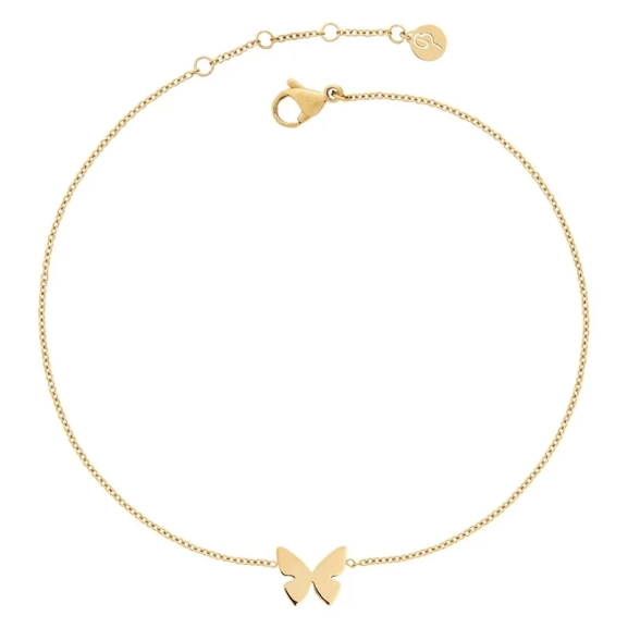 Papillon Anklet Gold - Edblad - Snabb leverans - Gratis paketinslagning