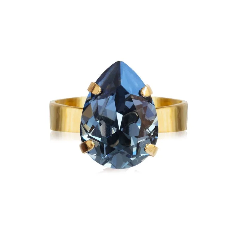 Caroline Svedbom - Mini Drop Ring Gold Denim Blue