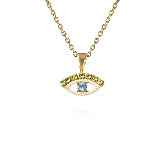 Petite Greek Eye Necklace Gold Green/Blue - Caroline Svedbom - Snabb frakt & paketinslagning - Nordic Spectra