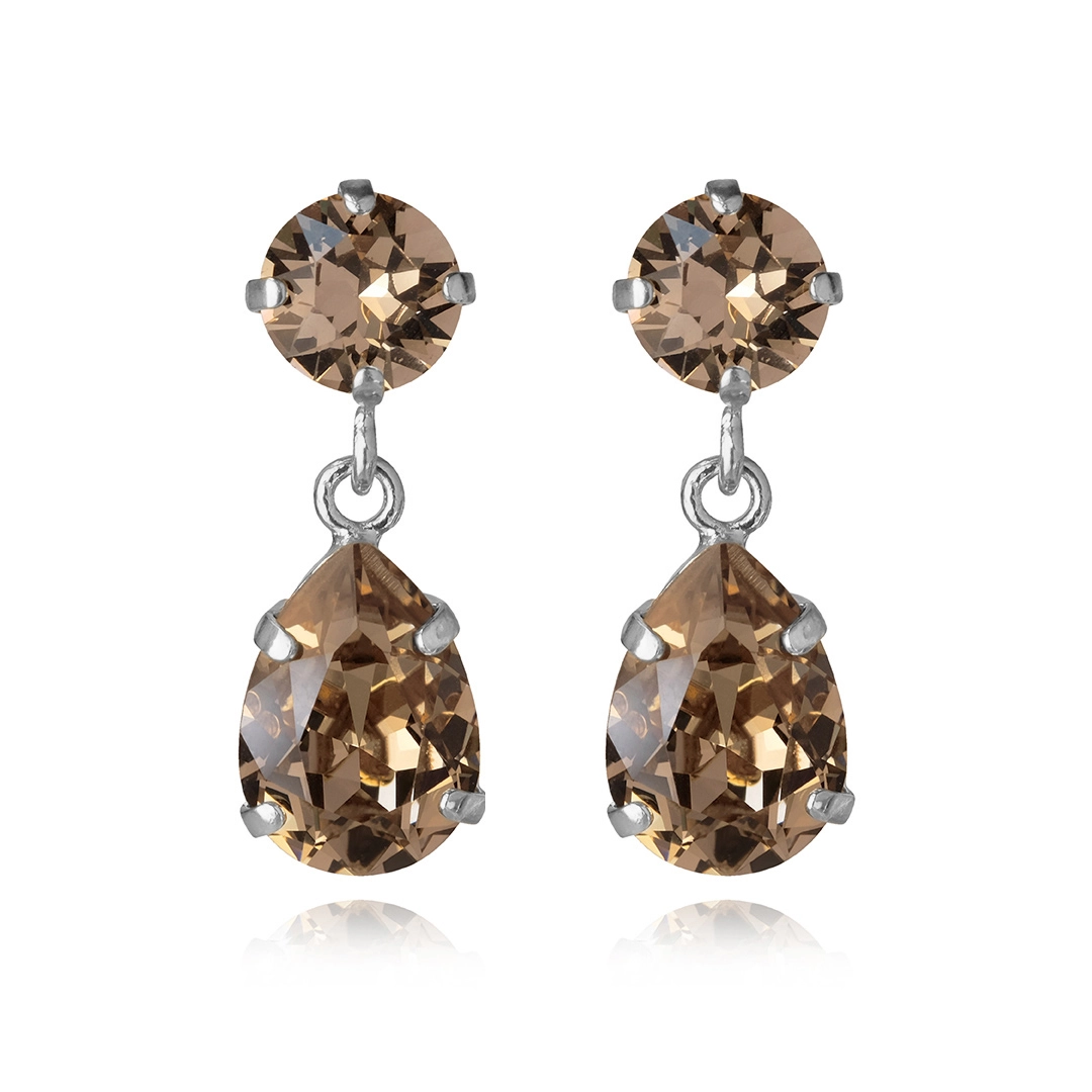 Caroline Svedbom - Mini Drop Earrings Rhodium Greige