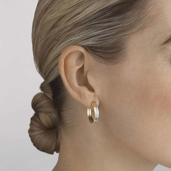 Fusion Örhängen Guld och Vitguld med 0.21 ct Diamanter - Georg Jensen örhängen - Snabb frakt & paketinslagning - Nordicspectra.se