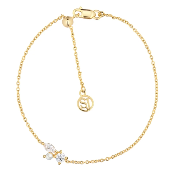 Adria Tre Armband Guld från Sif Jakobs i 18K guldpläterat silver med cubic zirconia och sötvattenpärla