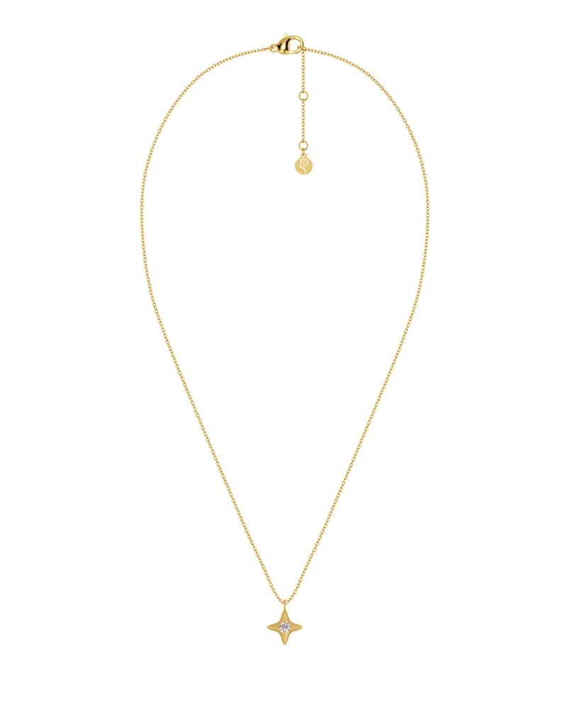 Halsband i 14K guldpläterat stål med stjärndekoration och gnistrande cubic zirconia