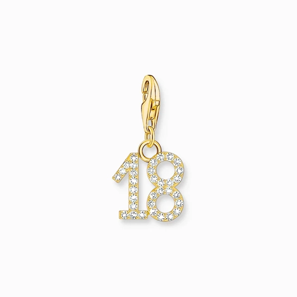 Charm-Anhänger Zahl 18 mit weißen Steinen Gold - Thomas Sabo - Nordic Spectra