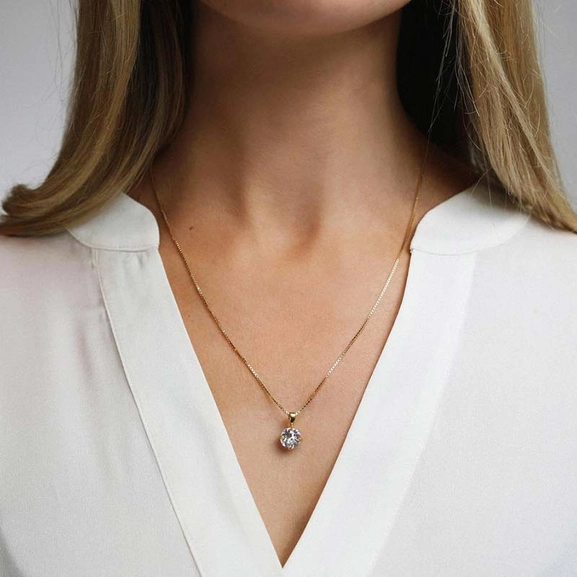 Classic Petite Necklace Gold Crystal - Caroline Svedbom - Snabb frakt & paketinslagning - Nordicspectra.se