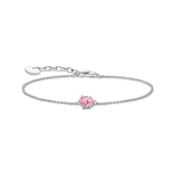 Bracelet with Drop-shaped Pink Sparkling Stone - Thomas Sabo - Suuri valikoima & ilmainen lahjapaketointi - Nordic Spectra