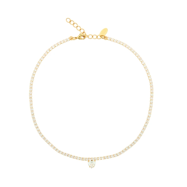 Kullanvärinen kaulakoru kirkkailla Swarovski-kristalleilla