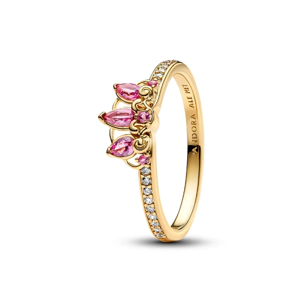 Disney Princess Rapunzel Tiara Ring Gold mit hellvioletten Steinen und Pavé-Details