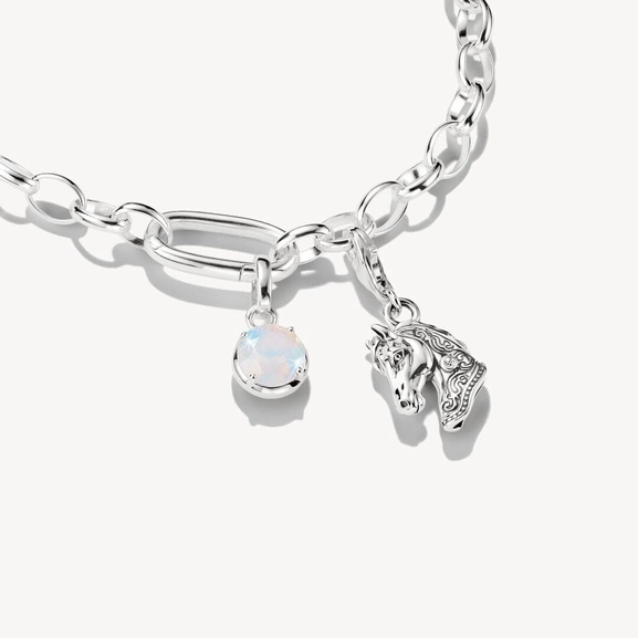 Thomas Sabo CC Connect Månadssten Juni: hjärtformad berlock i svärtat silver med vit opalstil-sten och gravyr "Jun".