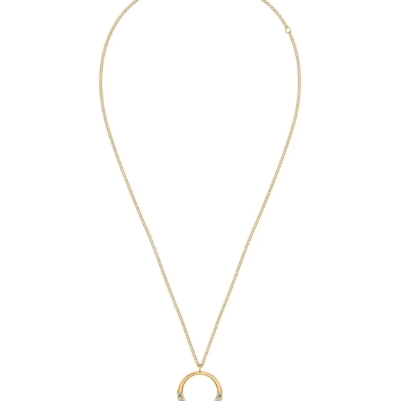 långt halsband i 14K guldpläterat stål med gnistrande cubic zirconia-hänge från Edblad.