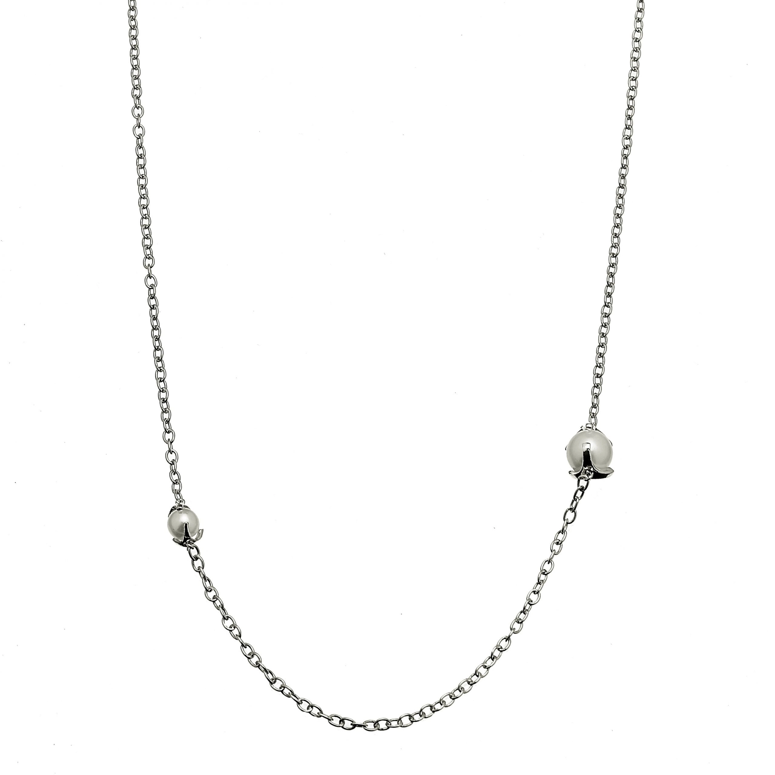 CU Jewellery - Pearl Long Chain Necklace Silver