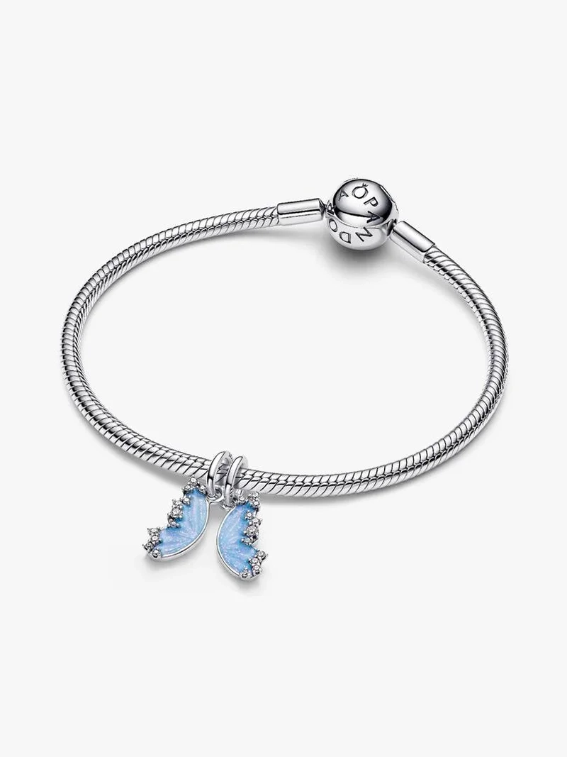 Fjärilsberlock i äkta silver med cubic zirkonia och blå glasyr