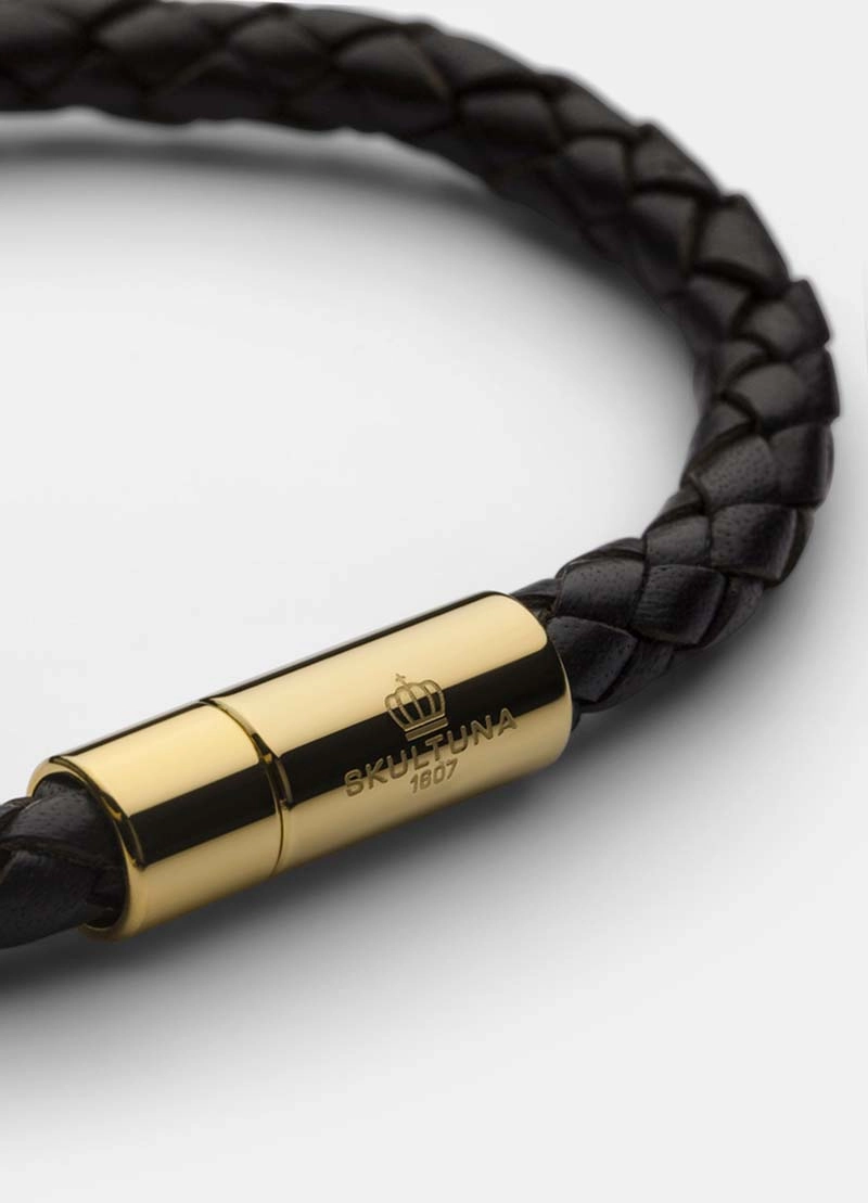Leather Bracelet Gold - Black - Skultuna - Snabb frakt & paketinslagning - Nordicspectra.se