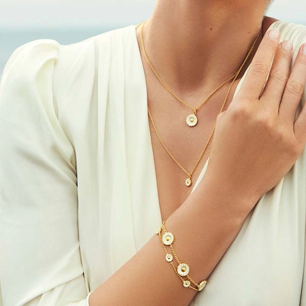 Daisy Armband Gold Mit Weiße Emaille von Georg Jensen, Schneller Versand - Nordicspectra.de