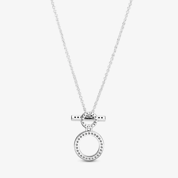 Dubbla Ringar och T-stav Halsband - PANDORA - Snabb frakt & paketinslagning - Nordicspectra.se