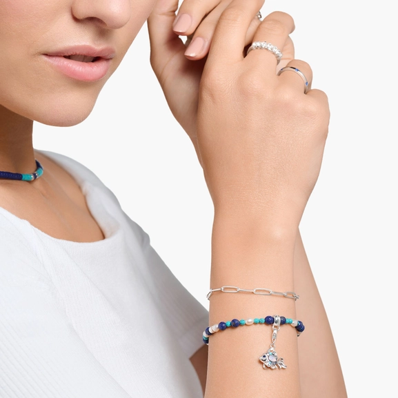 Armband med Blå Stenar & Pärlor - Thomas Sabo berlock - Snabb frakt & paketinslagning - Nordicspectra.se