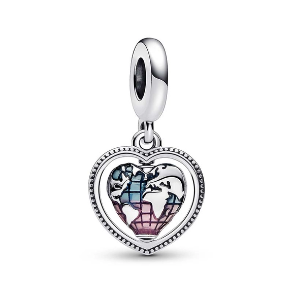Familie Drehender Herzglobus Charm-Anhänger von PANDORA, Schneller Versand - Nordicspectra.de