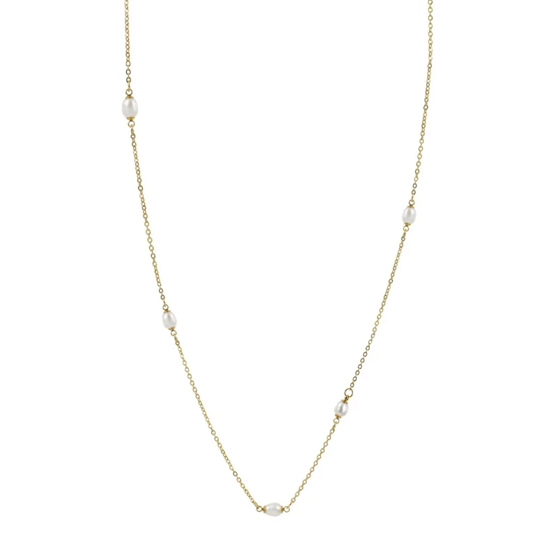 Astrid & Agnes - PERLA Långt Halsband Guld