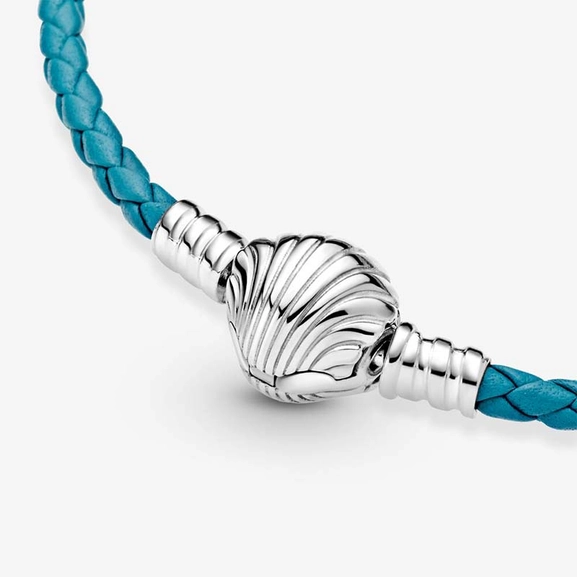 Flätat Turkost Läderarmband med Snäcklås - PANDORA - Snabb frakt & paketinslagning - Nordicspectra.se