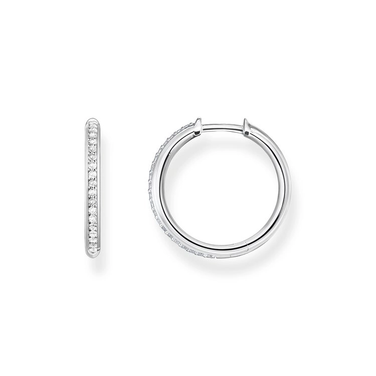 Thomas Sabo – Creolörhängen Rundade Vita Stenar Pavé