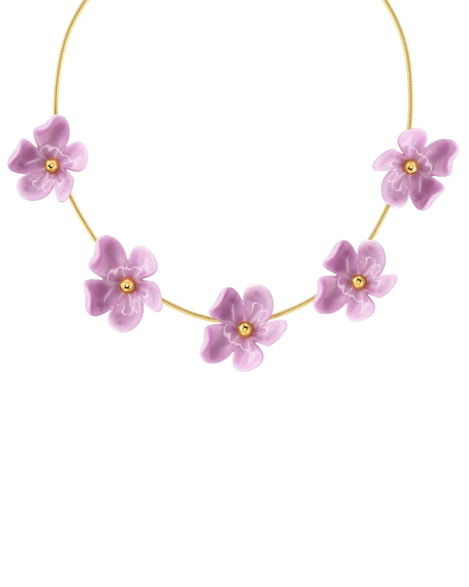 Edblad - Wildflower Necklace Fuchsia Gold