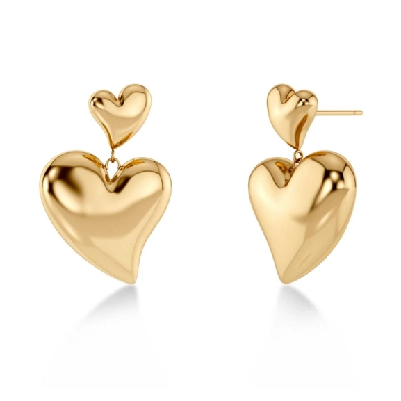 Stora hjärtformade örhängen i 14K guldplätering från Edblad Amorina