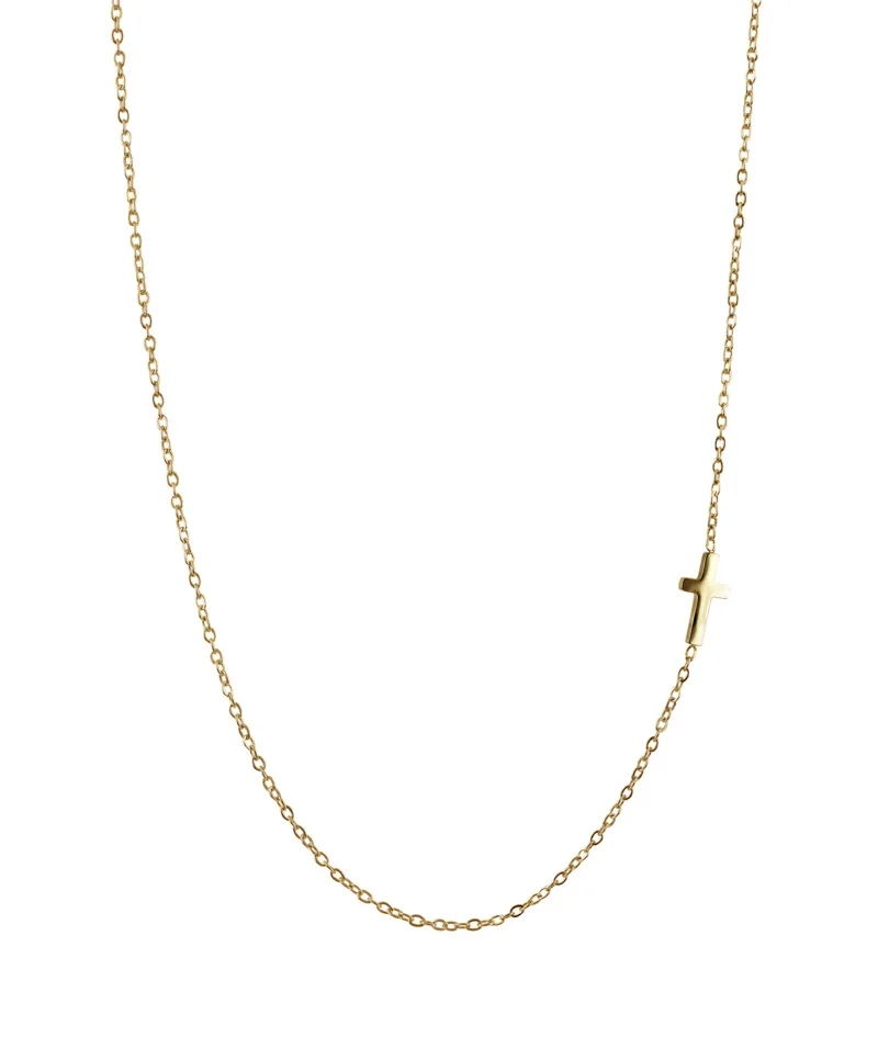 Astrid & Agnes - CROSS Plain Halsband Guld