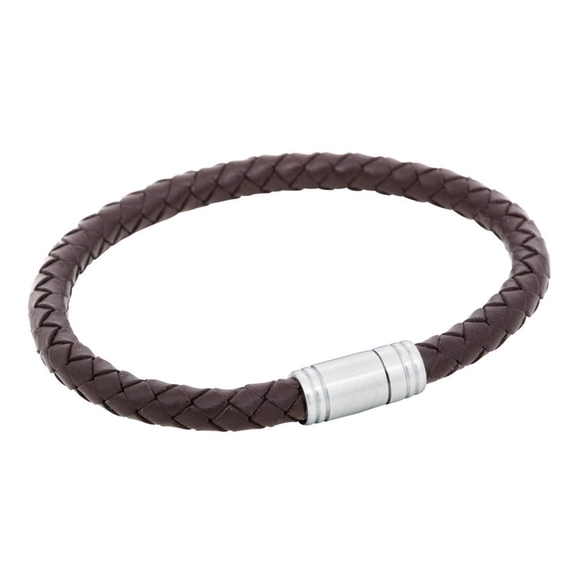 Brunt Flätat Armband Med Stållås - By Billgren - Snabb frakt & paketinslagning - Nordicspectra.se