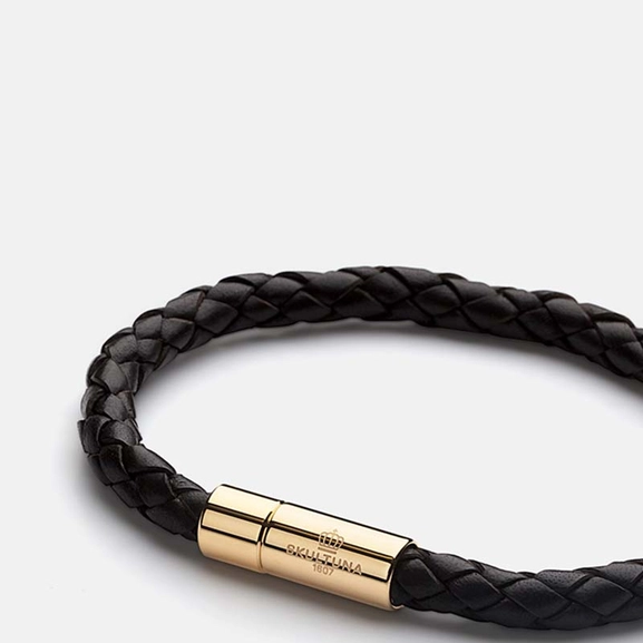 Leather Bracelet Gold - Black - Skultuna - Snabb frakt & paketinslagning - Nordicspectra.se