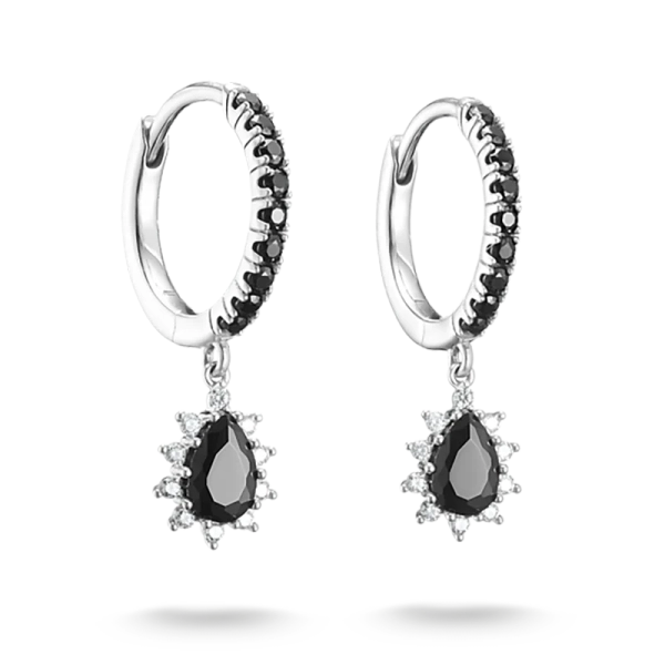 Svart Sten True Romance Hoops i återvunnet 925-silver med svärtad finish och zirkoner