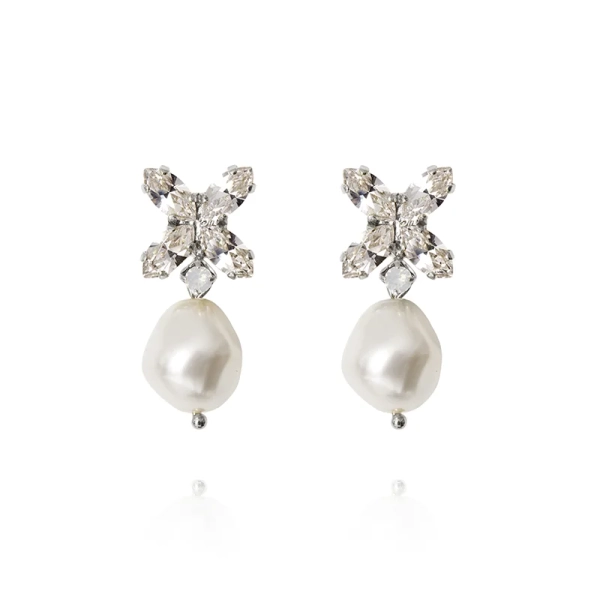 Honey Bee Earrings i rhodium med kristaller och pärlor