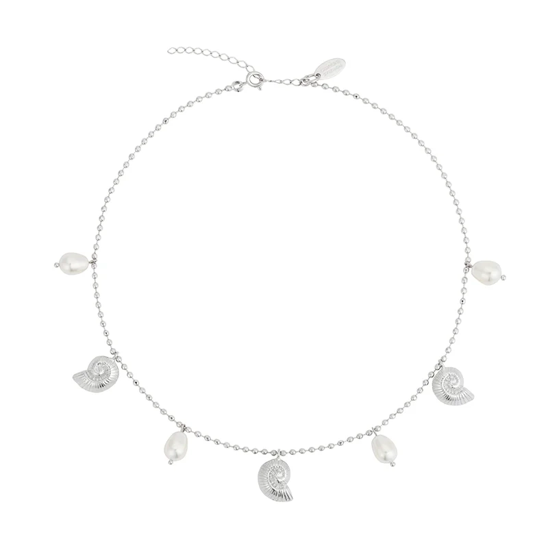 Caroline Svedbom - Seadora Necklace Rhodium Pearl