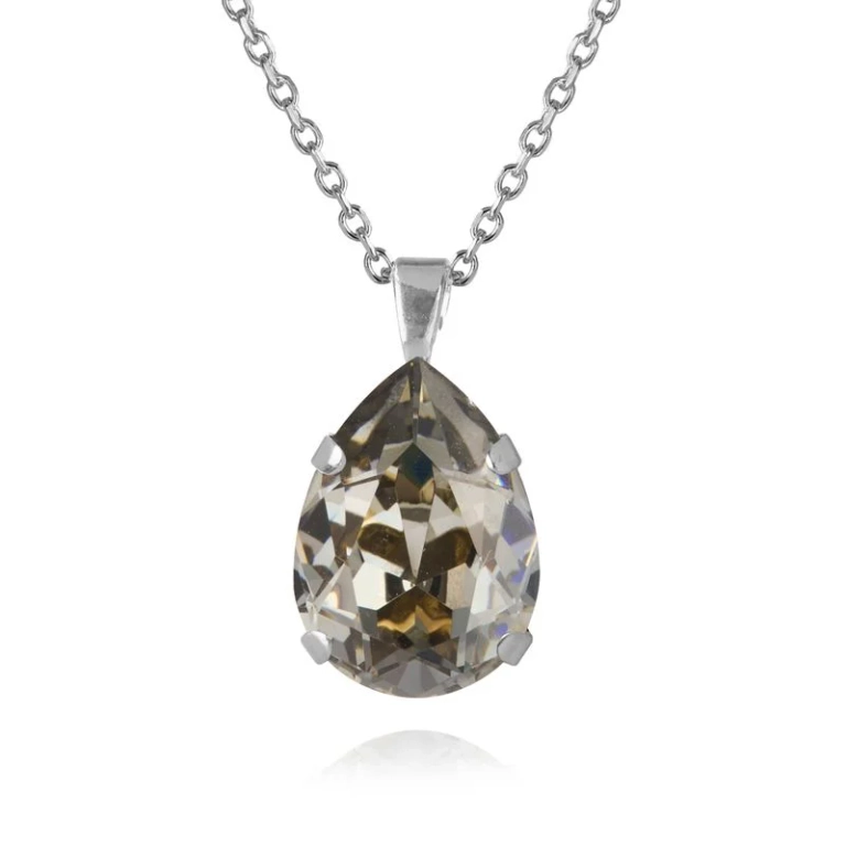 Halsband med en liten droppe i rodium och svart diamant