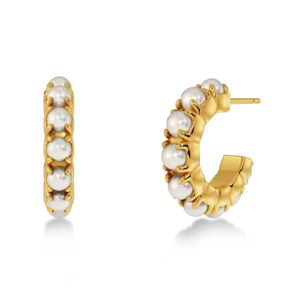 Guldförgyllda Lilo Hoops S med pärlemorpärlor från Edblad