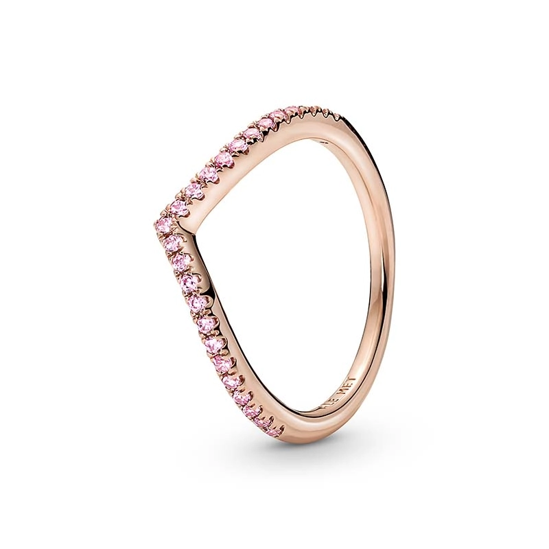 PANDORA - Pandora Timeless Wishbone Ring med Rosa Stenar Rosé