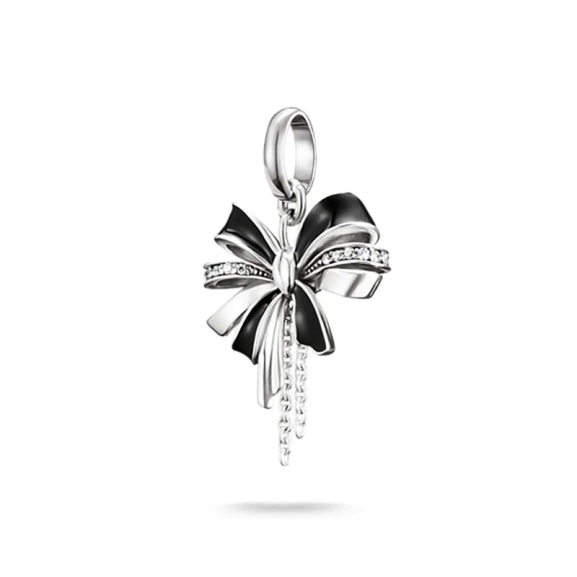 CC Connect Svart Rosett med Stenar Berlock i silver med cubic zirconia