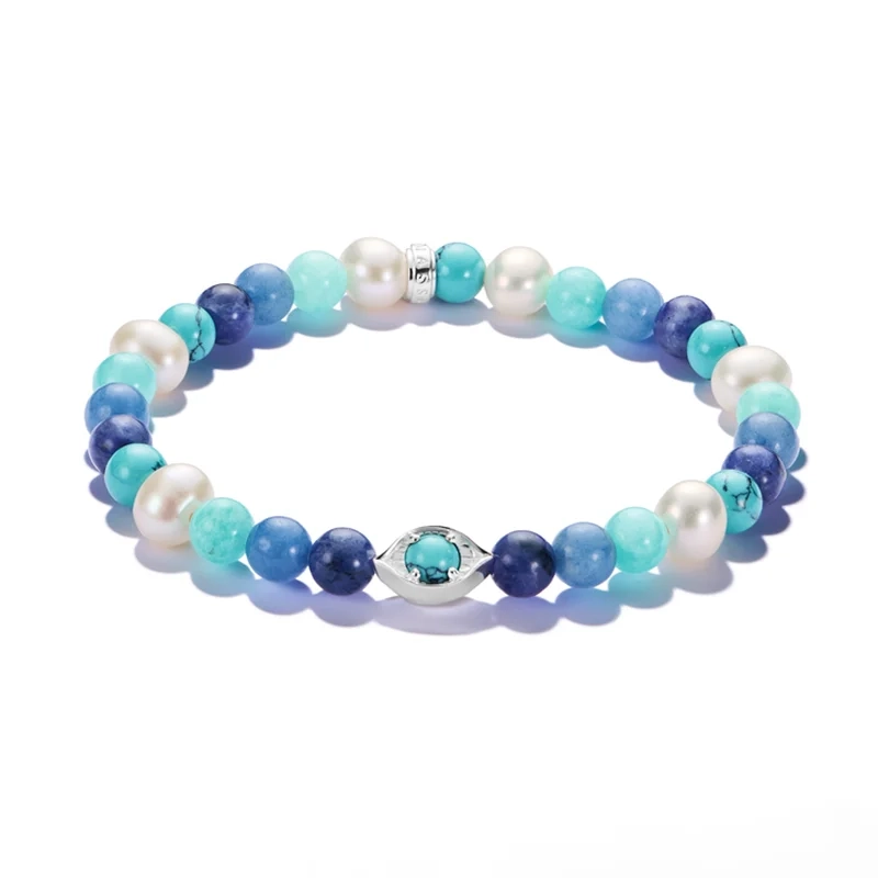 Thomas Sabo - Flerf&auml;rgade Bl&aring; P&auml;rlor & Stenar Armband