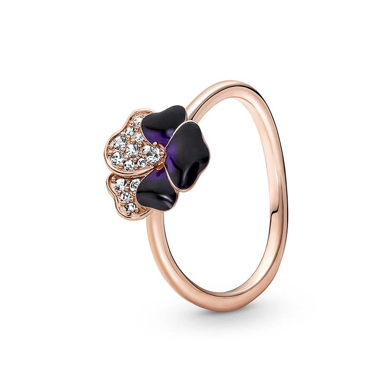PANDORA - Deep Purple Pansy Flower Ring Rosé