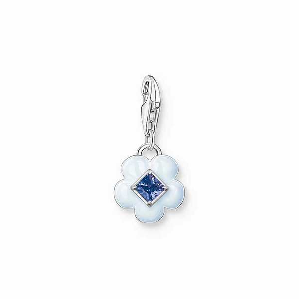 Charm-Anhänger Blume mit blauem Stein Silber von Thomas Sabo, Schneller Versand - Nordicspectra.de