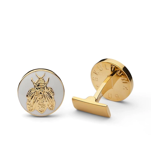Manschettknappar Napoleon Bee Guld Ivory White - Skultuna - Snabb frakt & paketinslagning - Nordicspectra.se