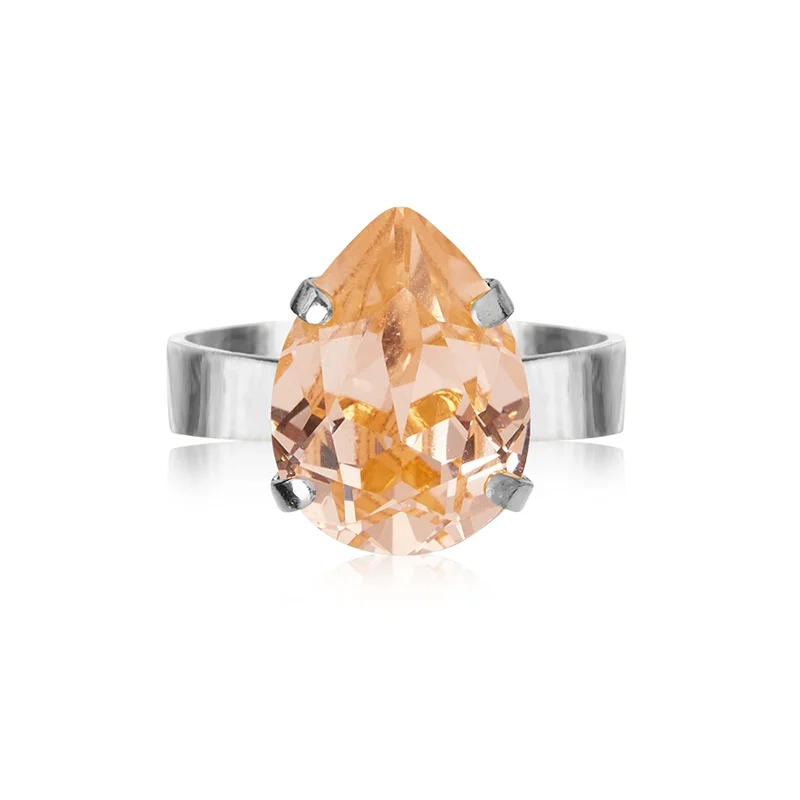 Caroline Svedbom - Mini Drop Ring Rhodium Light Peach