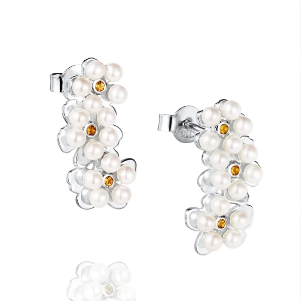 Förgätmigej Earrings i silver med sötvattenspärlor och citrin