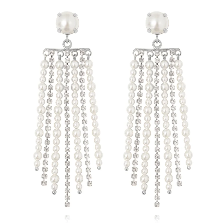 Donna Earrings Rhodium Pearl / Crystal - Caroline Svedbom - Snabb frakt & paketinslagning - Nordic Spectra