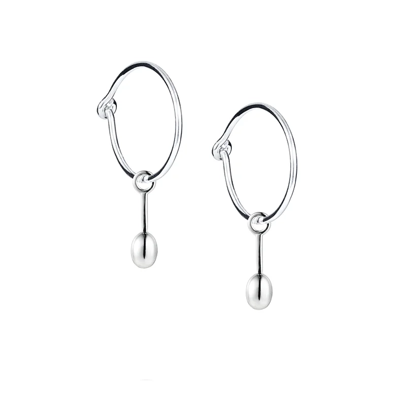 Efva Attling - Love Bead Hoops - Silver Long