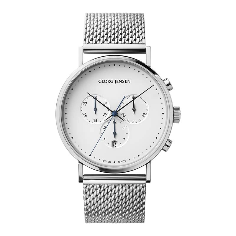 Koppel 41 mm Kronograf Vit urtavla/Stålarmband