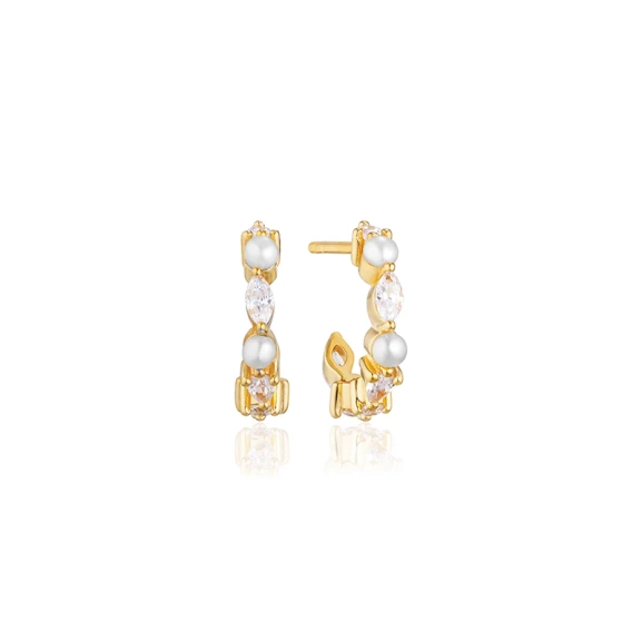 Adria Creolo Piccolo Örhängen Guld från Sif Jakobs i 18K guldpläterat silver med cubic zirconia och sötvattenpärla