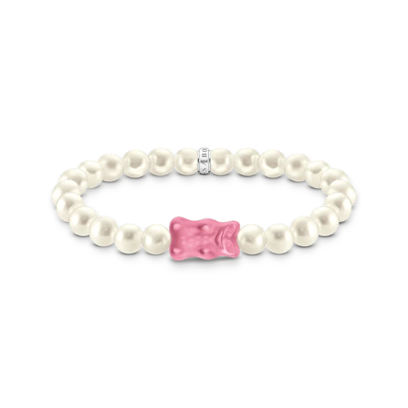 Perlenarmband mit pinkem Goldbären Silber - Thomas Sabo - Nordic Spectra