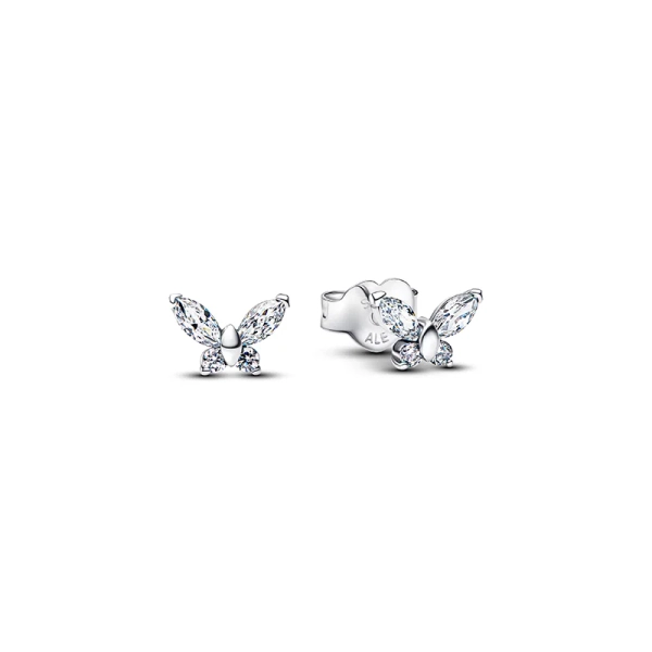 Pandora Schmetterlings-Ohrstecker aus Sterlingsilber mit funkelnden Zirkonia-Steinen. Erleben Sie die Schönheit der Verwandlung und verleihen Sie Ihrem Stil neue Dimensionen.