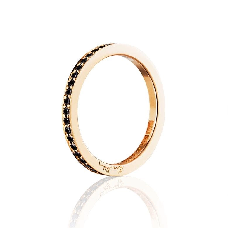 Efva Attling - Stars & Signature In Black Thin Ring Gold
